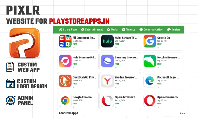 playstoreapps admin panel developed by pixlr
